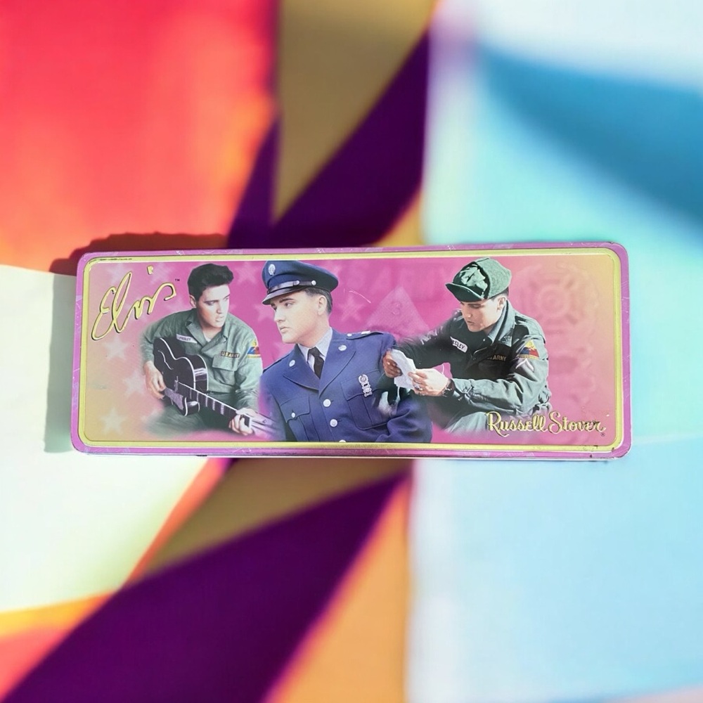 Vintage 2002 Elvis Presley Russell Stover Candy Tin US Army Memorabilia 12"